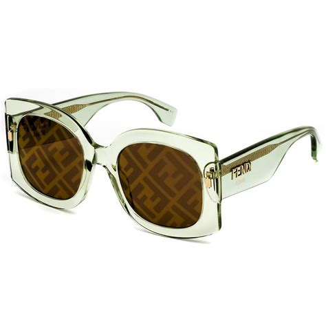 Fendi Gold Decor Square Ladies Sunglasses FF 0436/G/S 01ED 53